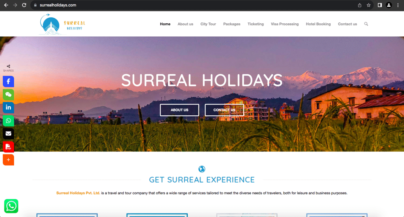 Surreal Holidays - Website Designed by Nikesh Shrestha